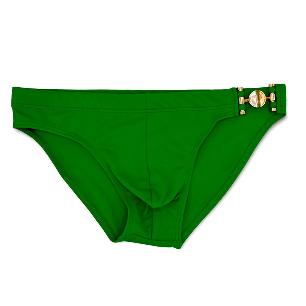 MCE Creations - GREEN green gold buckle swim briefs -Worn once
